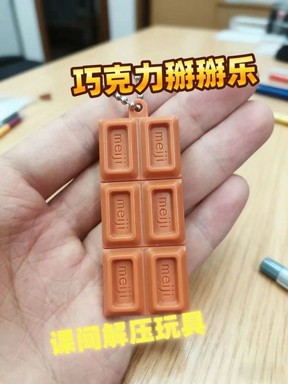 Fidget Toy Simulated Meiji Chocolate Bendy Snap-And-Play Stress Relief Jp Style Keychain Pendant Funny Gifts Creative Gadgets