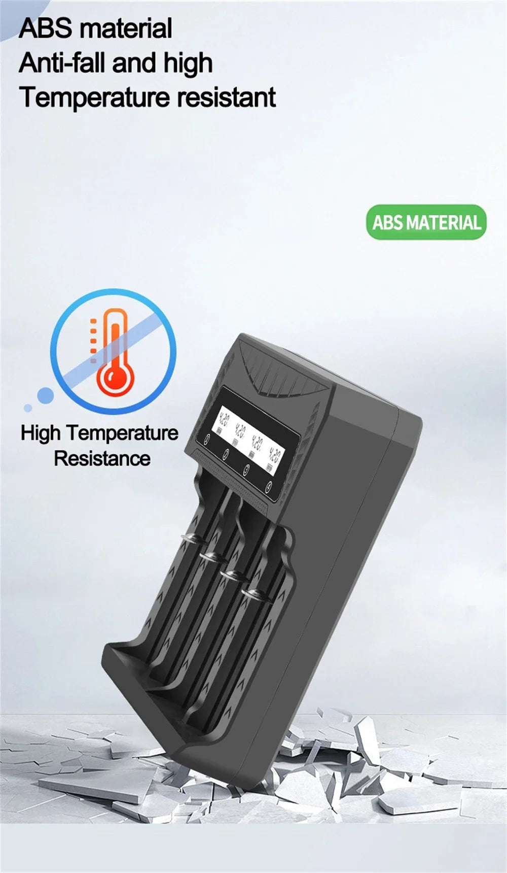 Intelligent LCD Battery USB Charger - 1/2/4 Slots for 18650 4.2V Li-ion & 1.2V Ni-MH AA/AAA Rechargeable Batteries