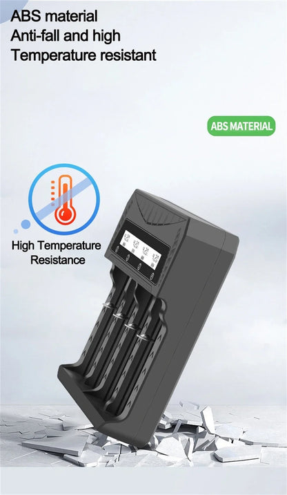 Intelligent LCD Battery USB Charger - 1/2/4 Slots for 18650 4.2V Li-ion & 1.2V Ni-MH AA/AAA Rechargeable Batteries