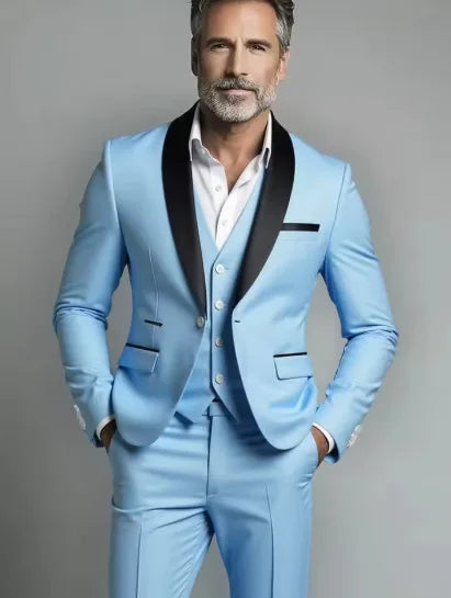 Black White Men Autumn Wedding Party Three Pieces Set Large Size Male Blazer Coat Pants and Vest Fashion Slim Fit Suit