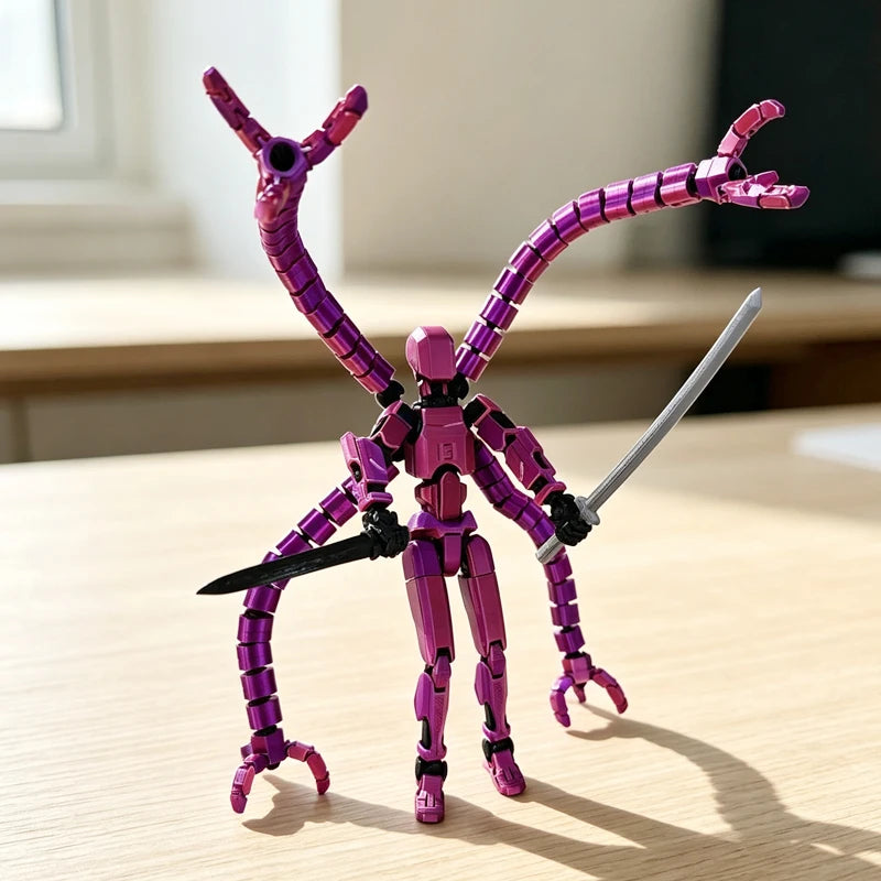 Assembly Toys T13 Action Figure 3D Printed Multi-Jointed Movable Titan 13 Lucky Dummy Robot Action Figure Desktop Toys