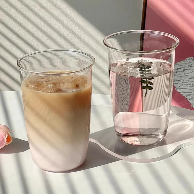 1/6pcs Japanese Glass Cup Milk Coffee Glass Mug Transparent Mug Beer Ins Water Drinking Cup Kitchen Accessory Water Glass Cups