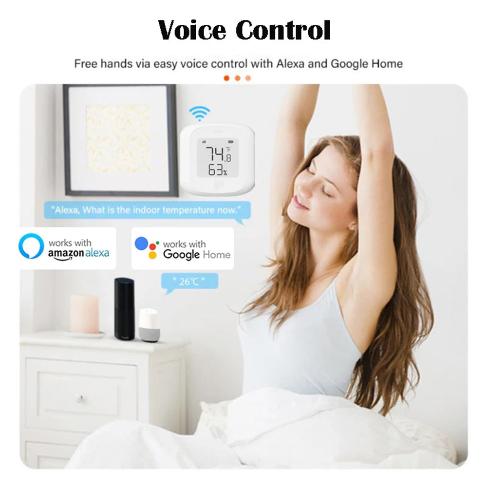 HOMEFISH Smart WiFi/Zigbee Temperature and Humidity Sensor Hygrometer Thermometer with LCD Display Support Alexa Google Home