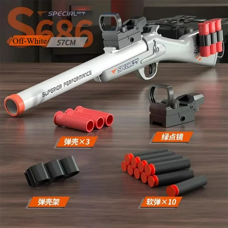 Mini S686 Rifle Shell Ejection Toy Gun Soft Bullet Manually Loaded Outdoor Sports CS Shooting Game for Adult Boys Gift