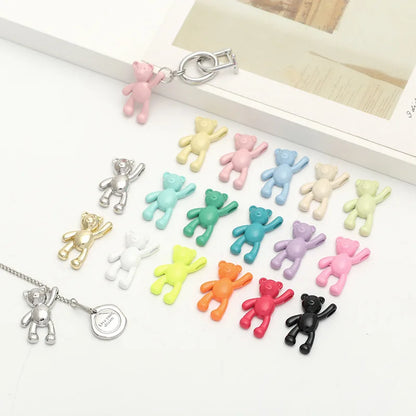 10PCS/lot DIY Cute Cartoon Teddy Bear Pendant Jewelry Accessories Wholesale Alloy Spray Paint Simple Multicolor Jewelry Material