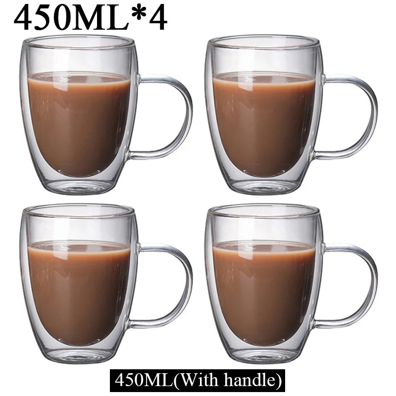 2-18PCS Double Wall High Borosilicate Glass Mug Heat Resistant Tea Milk Juice Coffee Water Cup Bar Drinkware Gift Creativity Set