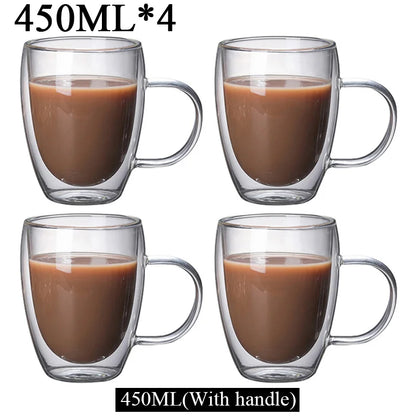 2-18PCS Double Wall High Borosilicate Glass Mug Heat Resistant Tea Milk Juice Coffee Water Cup Bar Drinkware Gift Creativity Set