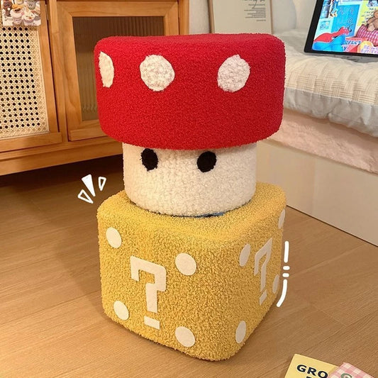 Mushroom Stool Dice Solid Wood Creative Cute Sitting Stool Bench Shoe Change Chair Living Room Furniture Home Decoration