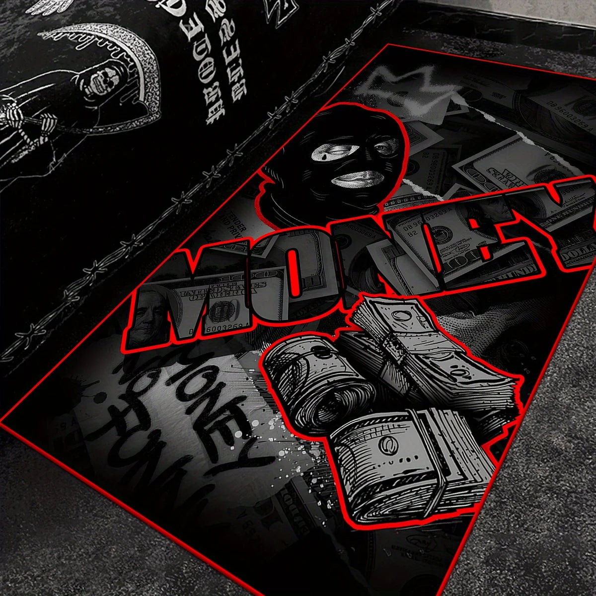 Gangster Dollar Design Area Rug,Non-Slip & Wear-Resistant,Bold Street Style Floor Mat for Living Room,Bedroom,Hip-Hop Home Decor