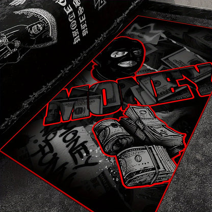 Gangster Dollar Design Area Rug,Non-Slip & Wear-Resistant,Bold Street Style Floor Mat for Living Room,Bedroom,Hip-Hop Home Decor