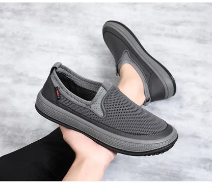 Mens Slip-On Breathable Mesh Casual Shoes Lightweight Soft Sole Versatile Loafers Walking Driving Summer Work Trendy Flat Shoes