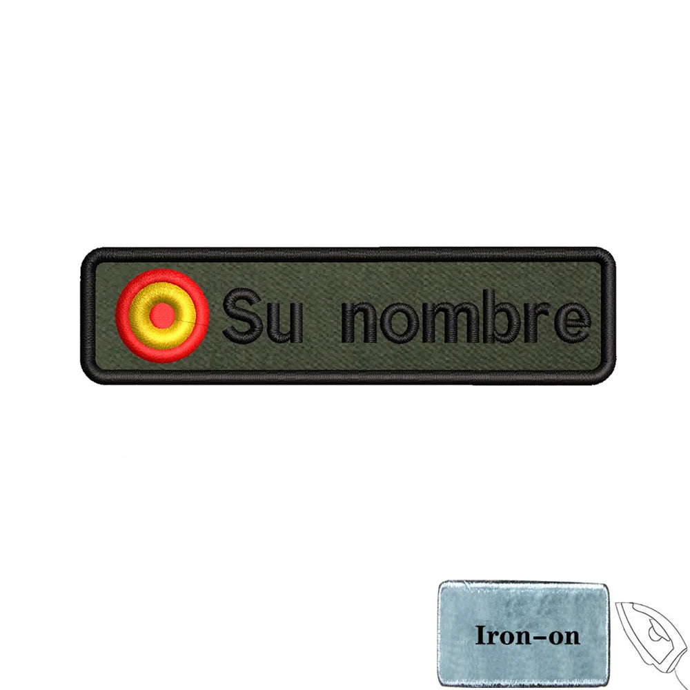 1PC 10cmX2.5cm Custom Name Flag Patch Badge Iron On Hook Loop Army green Netherlands Germany Russia France Belgium Italy Spain