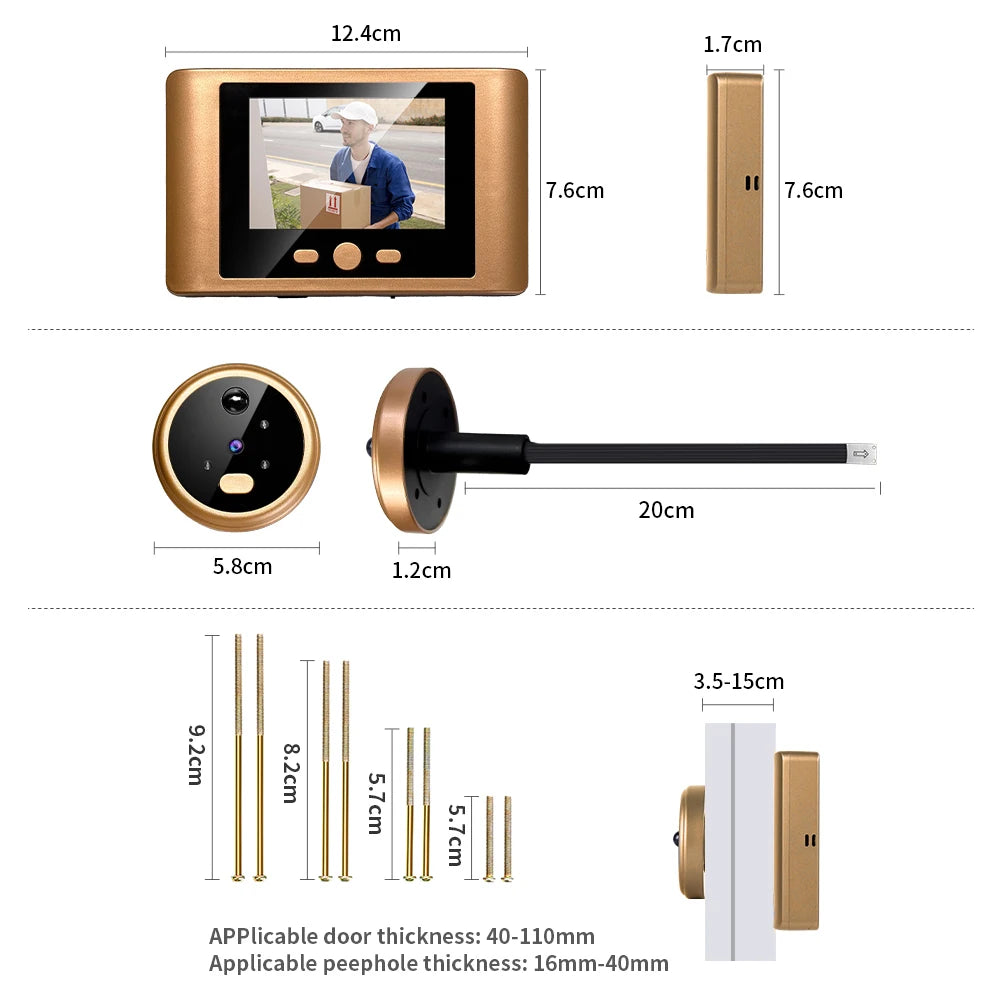 2.8" LCD Screen IR Night vison PIR Motion Detection Digital Electronic Viewer Bell Door Peephole HD Camera Photo Video Recording