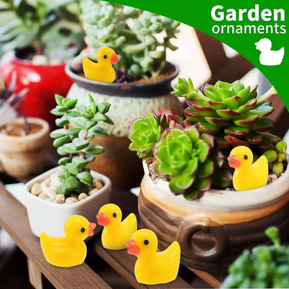 100/50Pcs Resin Mini Duck Miniature Figurines Ornaments Decor Yellow Animal Garden Crafts Tiny Duck Landscape Plants Fairy