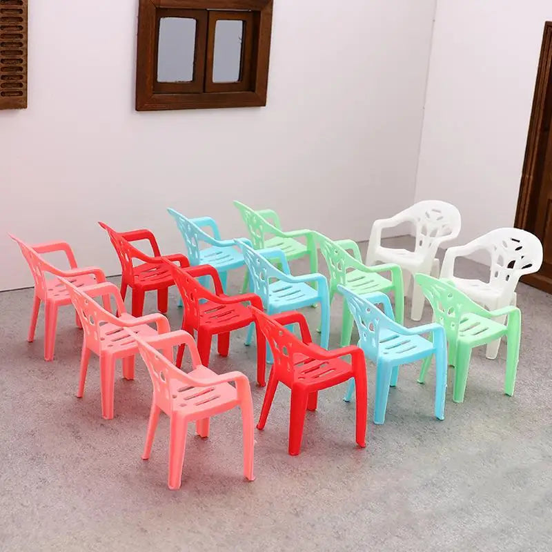 4pcs Miniature Backrest Chair Set Plastic Dollhouse Armchairs 1/6 Scale Doll Furniture Ideal Children's Gifts