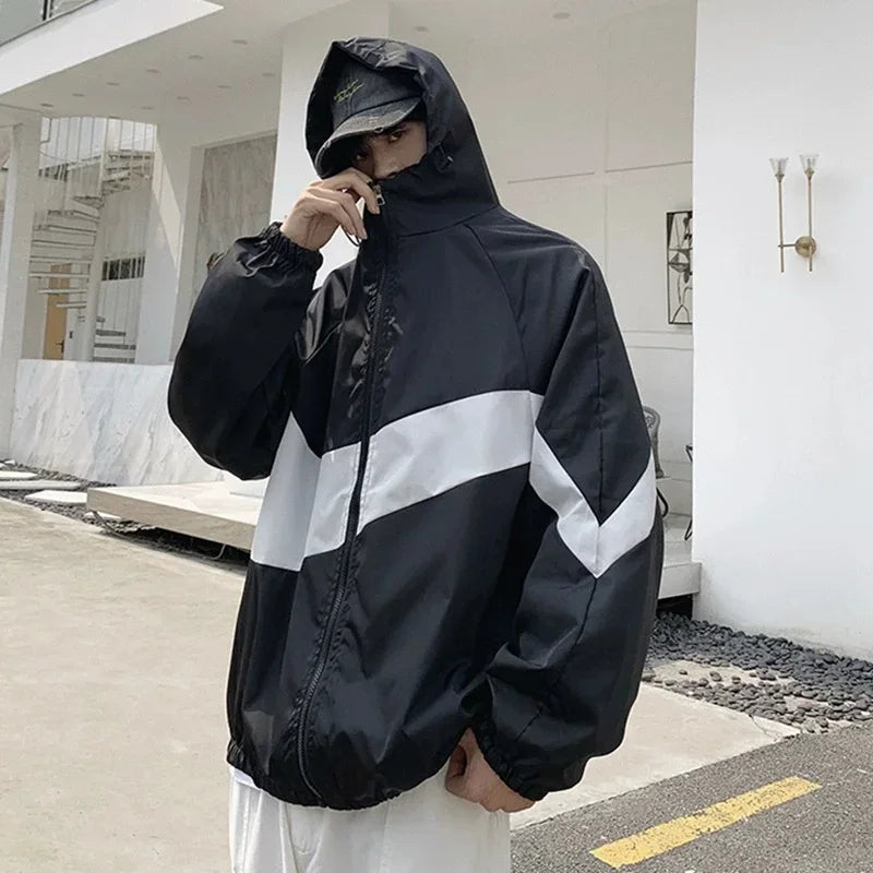 Summer Camping Thin Jacket Men Fashion Color Block Sun Protection Clothing Fishing Hunting Clothes Quick Dry Skin Windbreaker