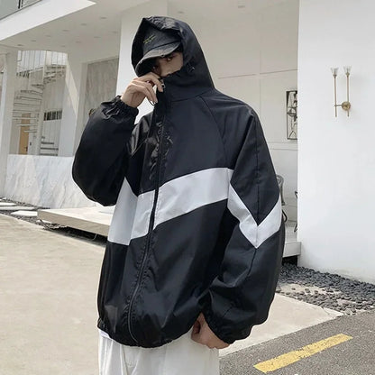 Summer Camping Thin Jacket Men Fashion Color Block Sun Protection Clothing Fishing Hunting Clothes Quick Dry Skin Windbreaker