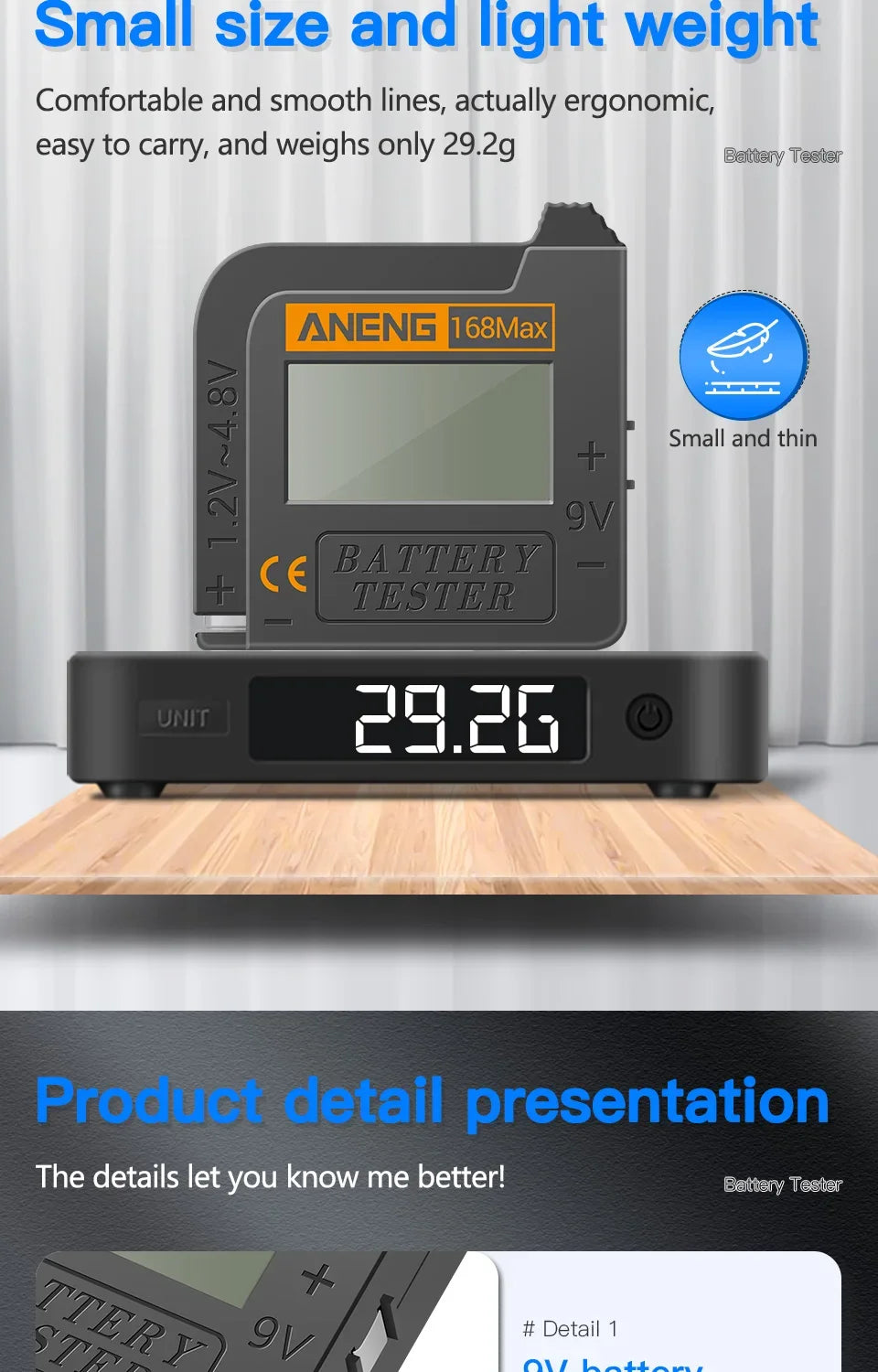 ANENG 168Max Digital Lithium Battery Tester Capacity Universal test Checkered load analyzer Display Check AAA AA Button Cell