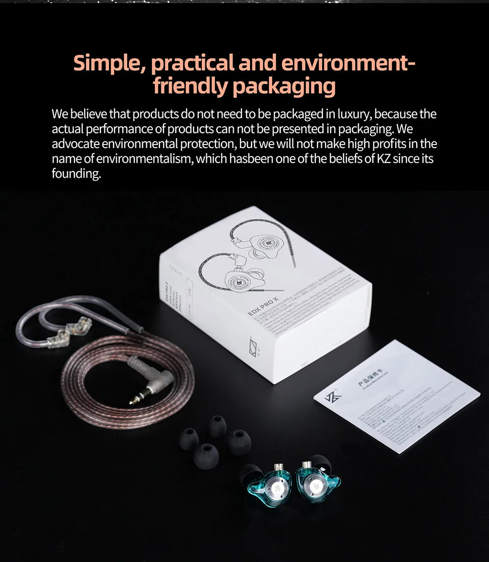 KZ EDX Pro X dynamic driving headphones in-ear monitoring earplugs HIFI bass hi-fi headphones stage sports headphones