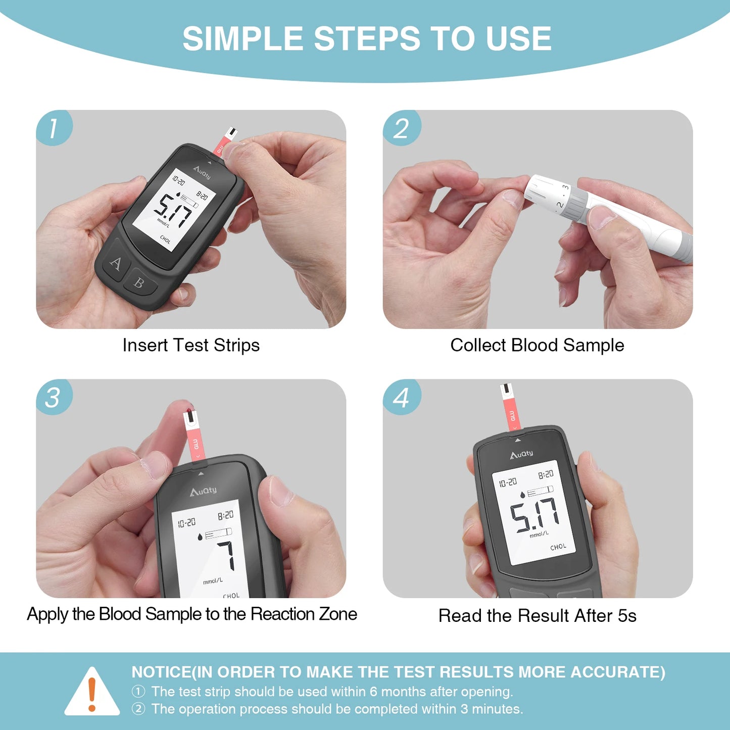 GUC 3in1 Multifunction Cholesterol Uric Acid Blood Glucose Meter Blood Sugar Test Strip Diabetes Glucometer Kit Gout Monitor