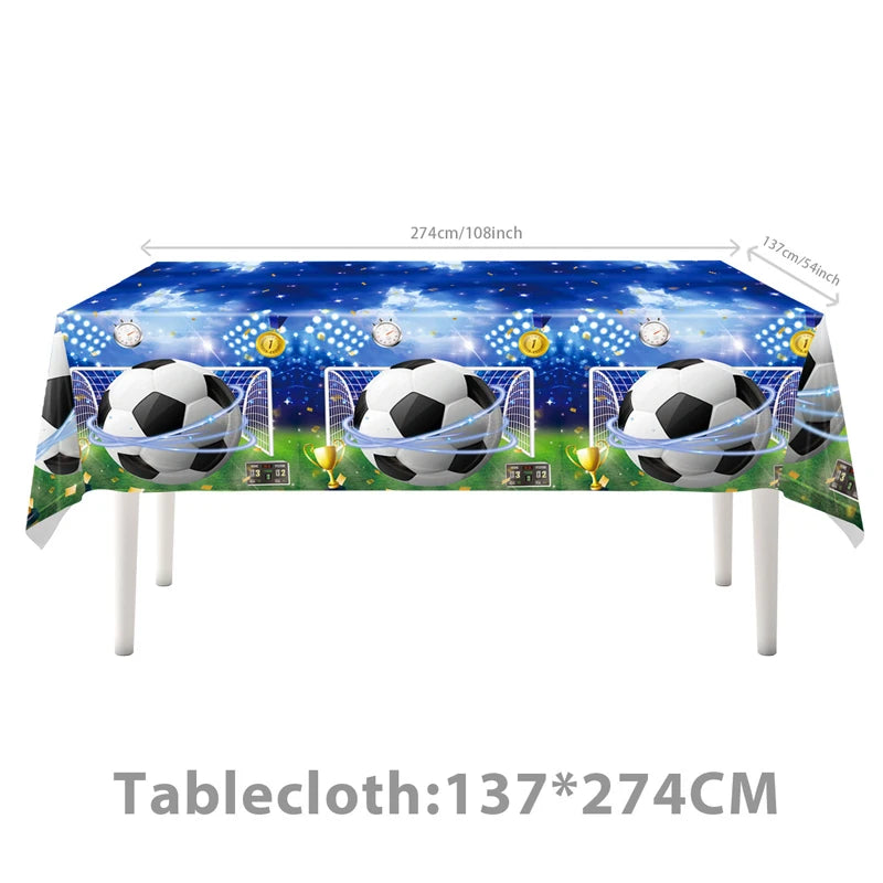 Blue Football Birthday Party Decoration Supply Birthday Soccer Plates Cups Napkins Towel Paper Tableware Tablecloth Party Favor