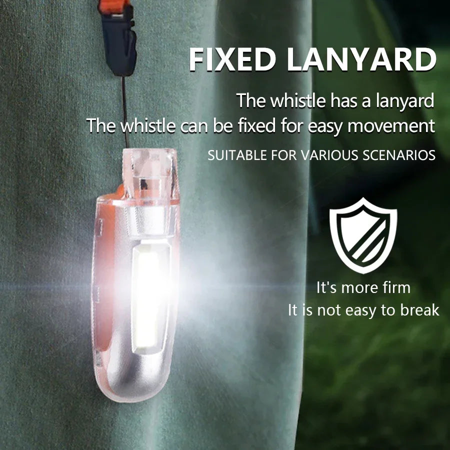 2-in-1 COB Strong Light and Whistle Light Creative Shape Key Chain Pendant Portable Led Flashlight Handheld Keychain Lamp