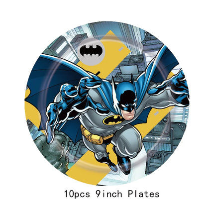 Batman Birthday Party Decoration Disposable Tableware Tablecloth Plate Napkin Balloon Cake Topper Baby Shower Party Favors