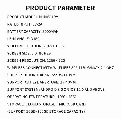 Xiaomi Smart Cat eye 2 WiFi Wireless Camera Video Peephole Doorbell 3MP HD Infrared Night Vision 180 Wide Nngle For Mi Home APP