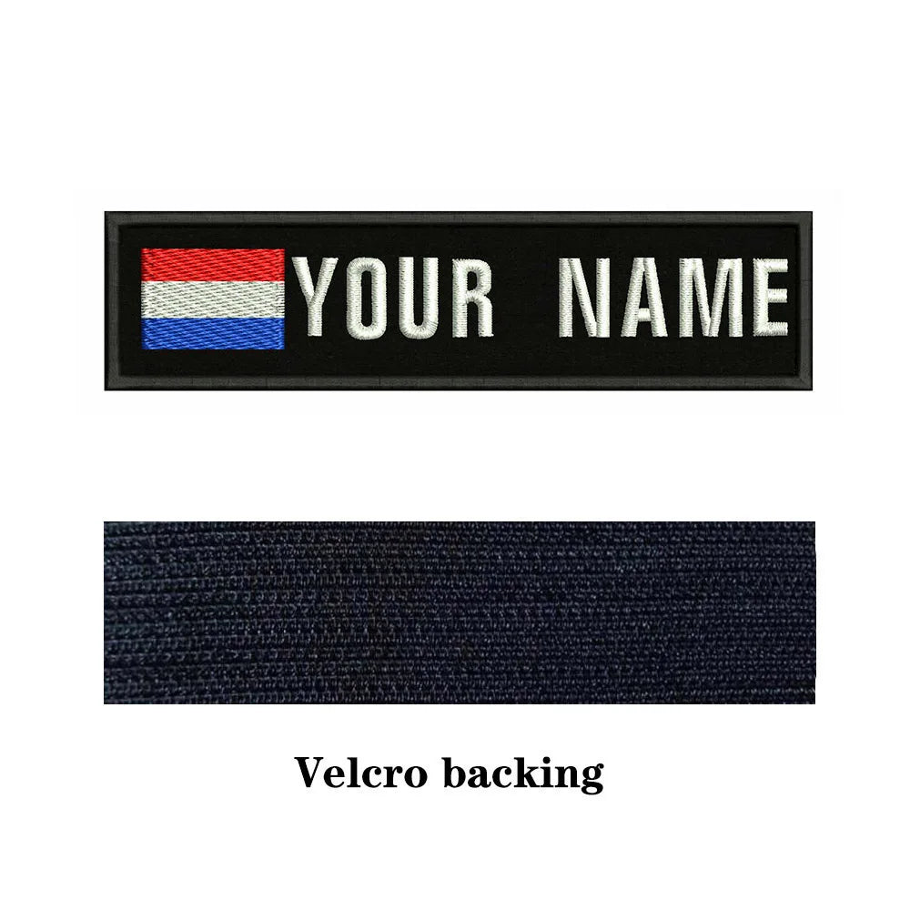 Dutch Flag Netherlands 10X2.5cm Embroidery Custom Name Text Patch Stripes Badge Iron On Or  Patches
