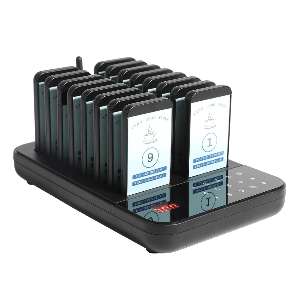 Wireless Restaurant Pager System Guest Customer Calling 16 Beepers Pager Buzzer For Restaurant Food Court Cafe Beach Bar