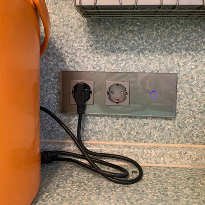 Bingoelec Grey Smart Light Switch and WiFi Wall Socket with Crystal Glass Panel Switches with Sockets Home Improvement