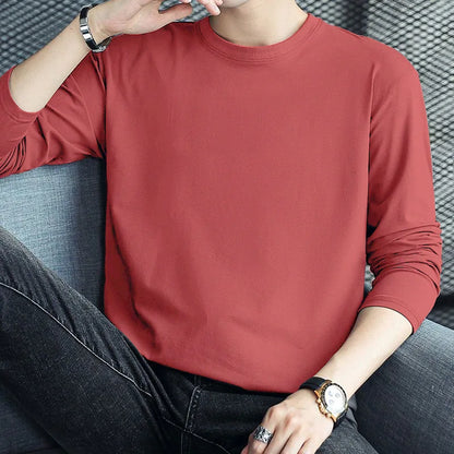 Men's Spring Long-Sleeved T-Shirt round Neck Printed Large Size Trendy Quality Top Casual Fashion Men's Clothing