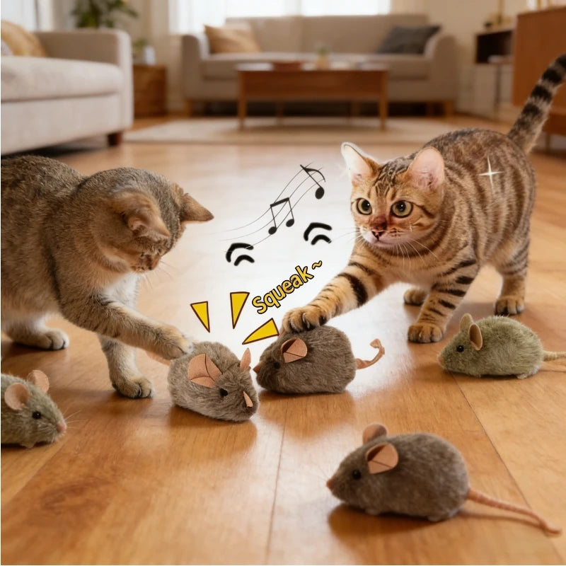 Funny Plush Cat Toy Simulation Mouse Automatic Chirping Interactive Mice Cat Toy Bite Resistance Pet Cat Toys Kitten Supplies