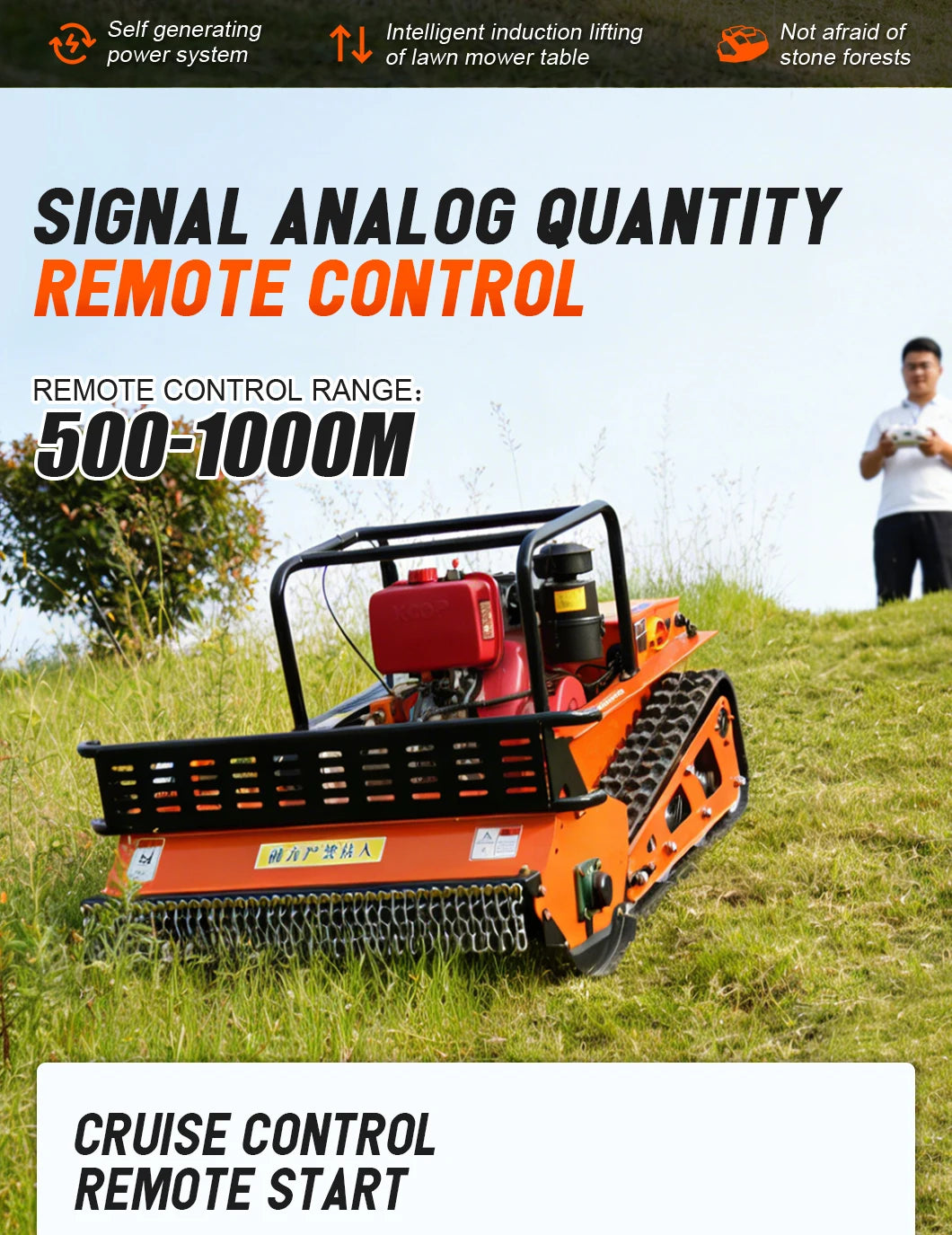 Customized diesel lawn mower that can climb slopes GPS all terrain tracked lawn mowing robot