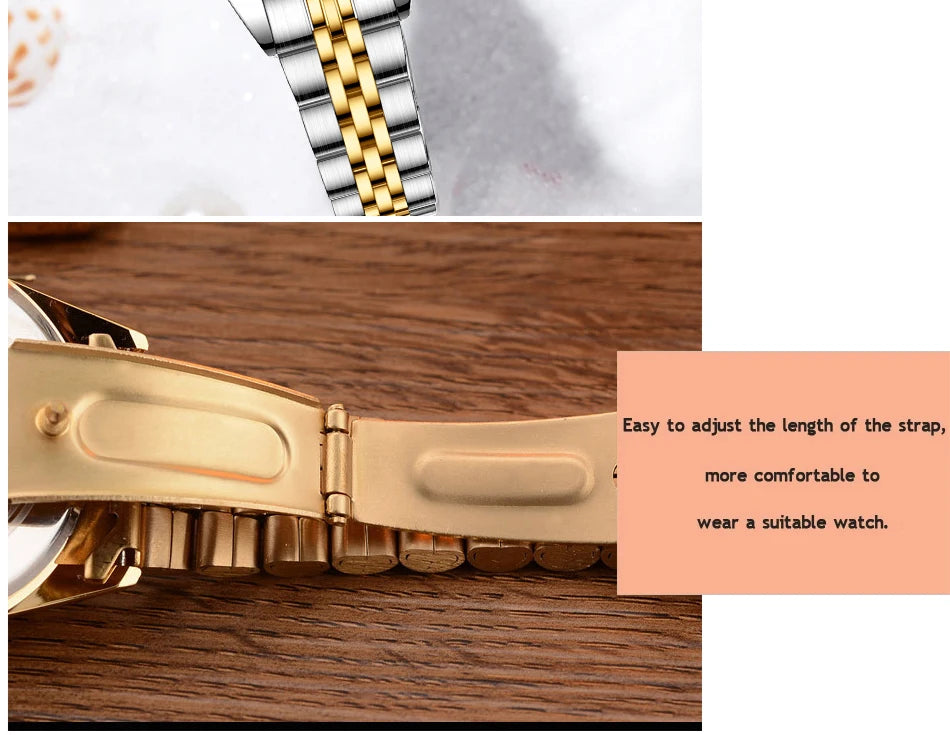 CHENXI Hot Sale Luxury Women's Golden Stainless Steel Small Dial Watch Quartz Charm Dress Trendy Wristwatch for Fashion Lady