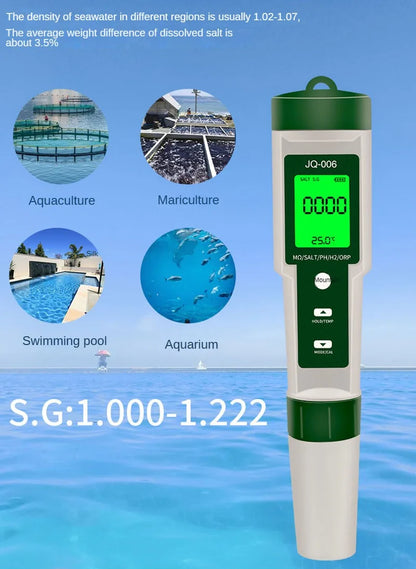 10 in 1 Water Quality Monitor PH/EC/TDS/ORP/H2/Fertile/Salinity/S.G/Resistivity/Temp Multifunction Tester for Aquariums Pools