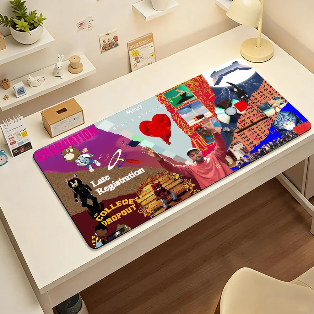 Singer K-Kanye W-West Mouse Pad Non-slip Desk Mat PC Laptop Accessories Rubber Office Keyboard Large Gamers Decoracion