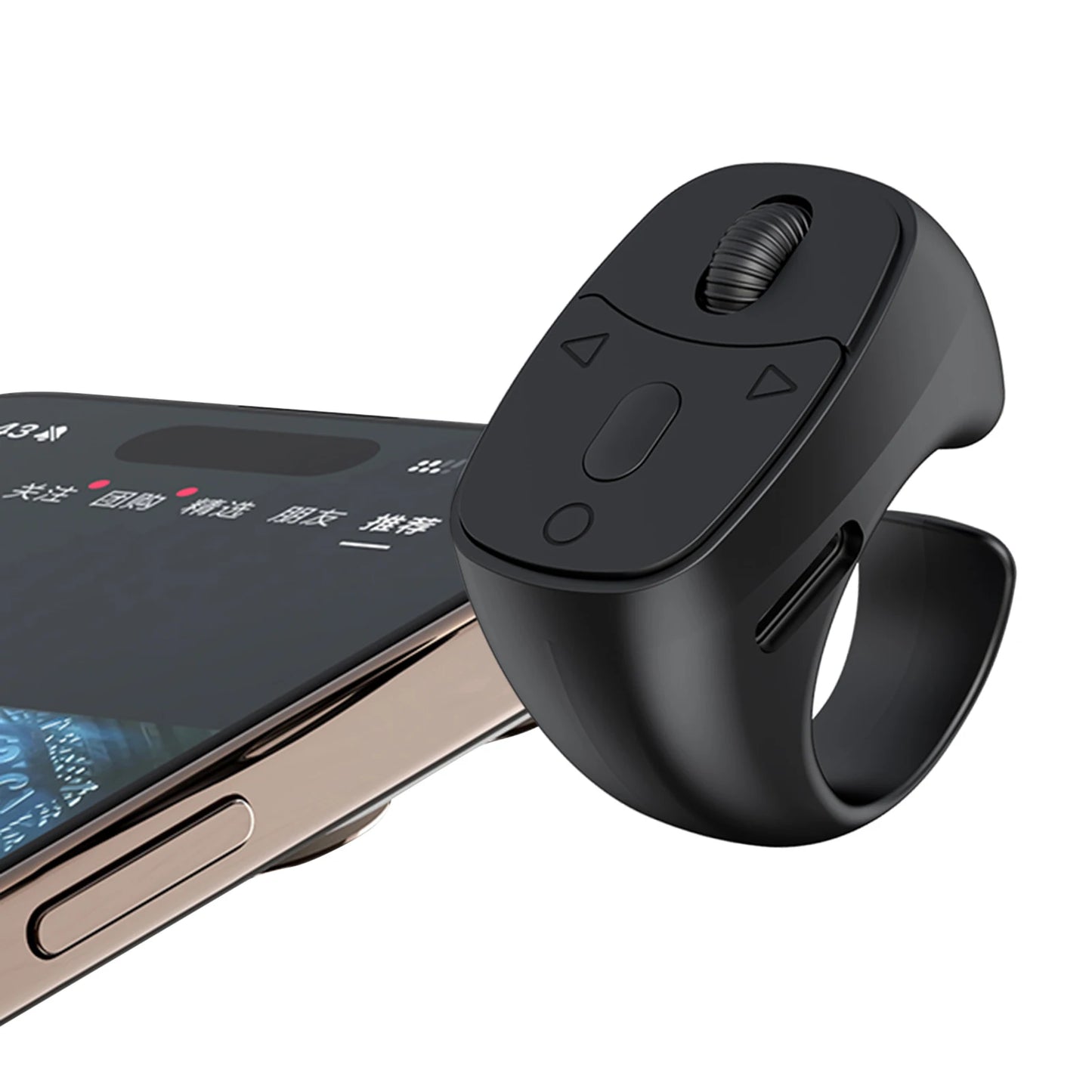 Zdalna mysz w kształcie pierścionka na palec zgodna z Bluetooth 5.3, zdalne sterowanie na palec, bezprzewodowy spust migawki aparatu, przycisk do selfie