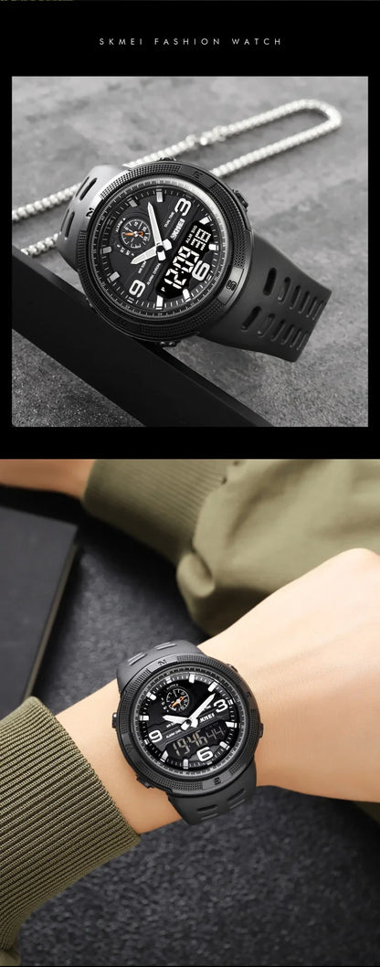 SKMEI  Outdoor Sports Men's Electronic 1655 Watch Dual Display Multi functional Waterproof Student Exploration Watch