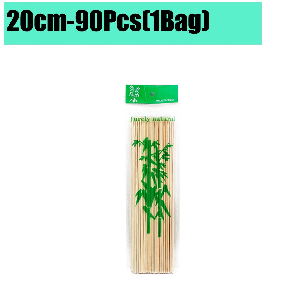 90-1350Pcs Bamboo Wooden BBQ Skewers Sticks Disposable 15/20/25/30cm for Grilling, Fruit, Kabob,BBQ, Barbecue, Camping, Outdoor