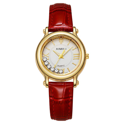 Fashion 2025 New Small Ladies Simple Roller Ball Quartz Watch Business White Leather Women's Dress Gift Clock Wristwatch
