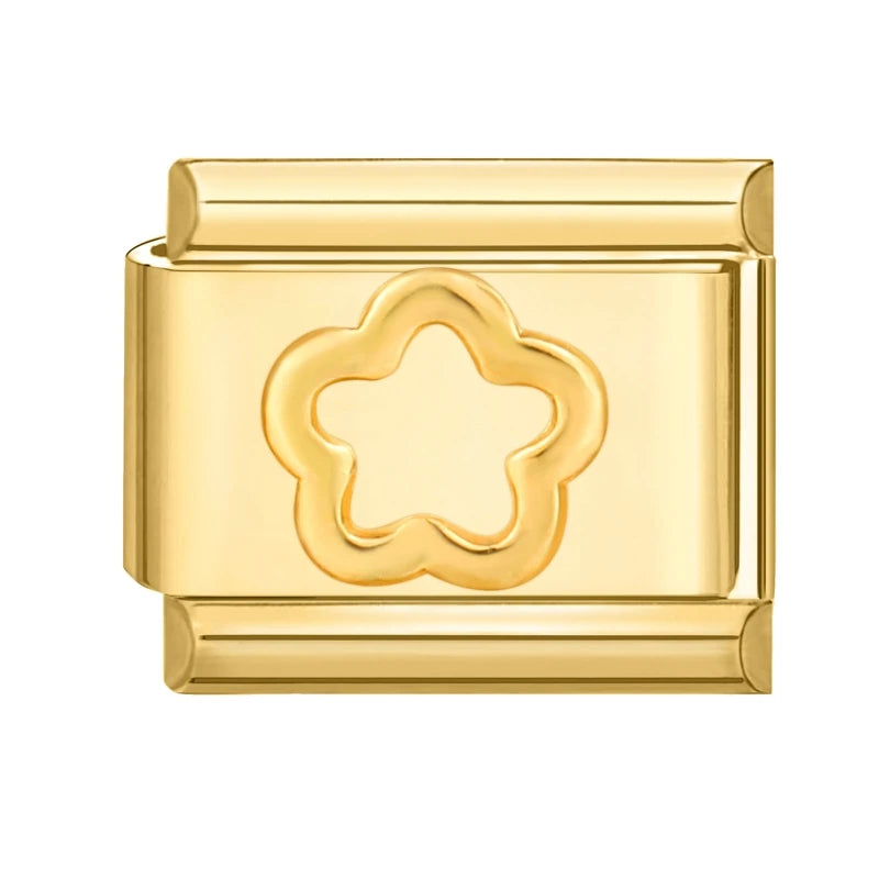 Fashion Women Men Gold Color Heart Butterfly Flower Italian Charm Link Fit 9mm Stainless Steel Bracelet DIY Jewelry