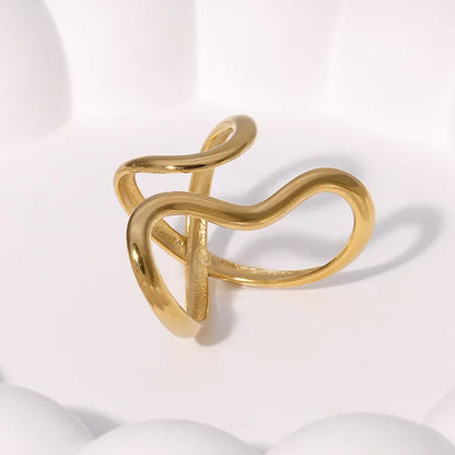 Stainless Steel Gold Color Rings for Women Men 2024 Colorfast Popular Party Personalized Exaggerated Charms Jewelry Gifts