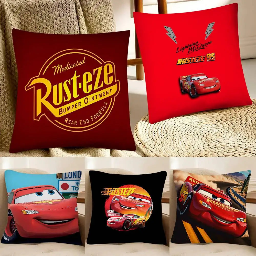 Cartoon Car Lightning McQueen Pillow Case Fashion Square Pillowcase Bedroom Sofa Room Ins Decoration Leisure