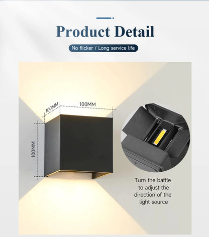 LED Wall Lamp AC110-265 IP65 Outdoor Waterproof Aluminum Wall Light Up Down luminous lighting Indoor  Stair Garden Sconce Light