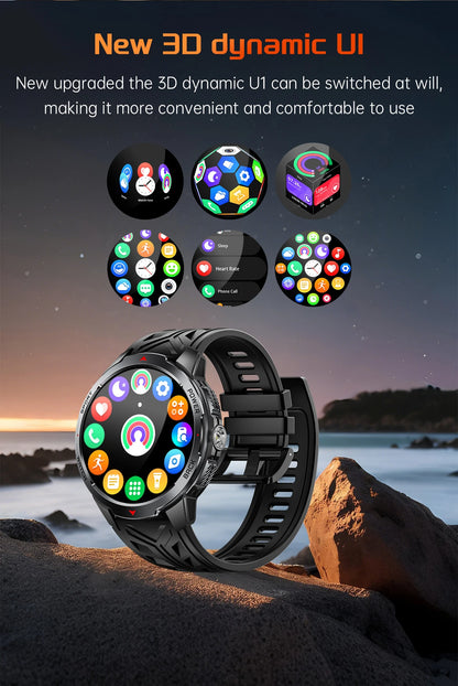 LIGE 1100mAh Military Outdoor Smart Watch Men 1.7" Large Display Compass Sports Watch IP68 Waterproof Bluetooth Call Smartwatch
