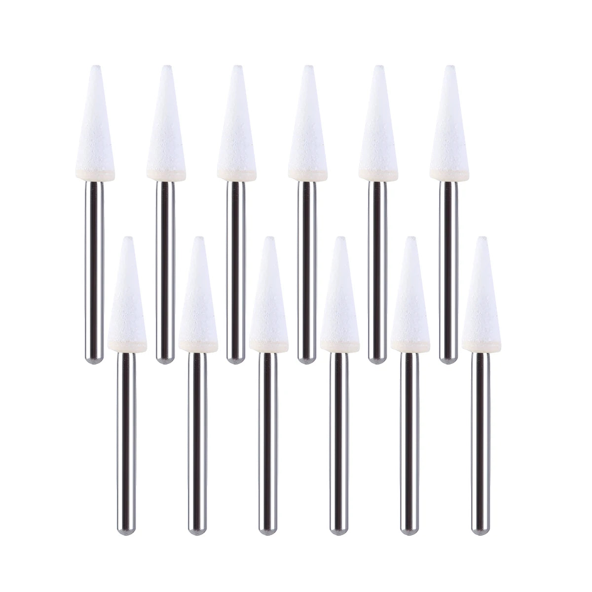 JUMTOP 12Pcs/Bag Dental Flame Cone Round White Stone Polisher FG Burs