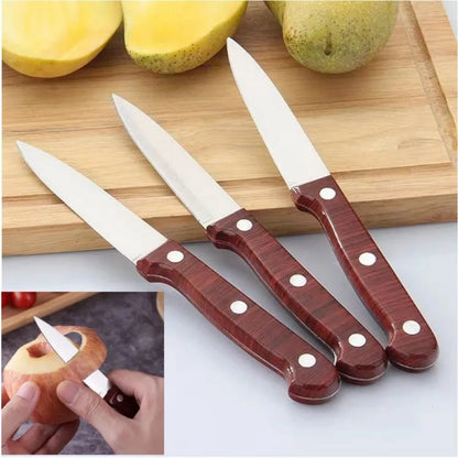 Fruit Knife Sharp Stainless Steel Kitchen Knife Paring Knife Imitation Wood Plastic Handle Knife Perfect For Home Cooking Knives