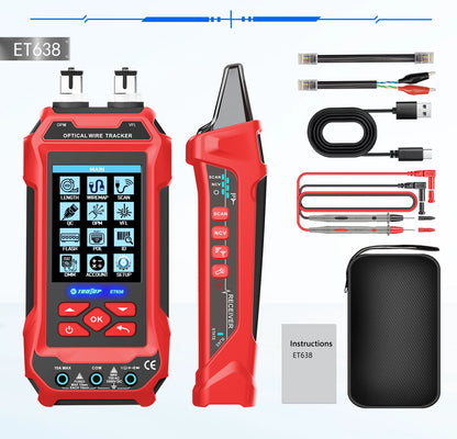 TOOLTOP Network Cable Tester 4 in 1 Multi-function Fiber Optical Power Meter Visual Fault Locator noise-free LAN Line Tracking