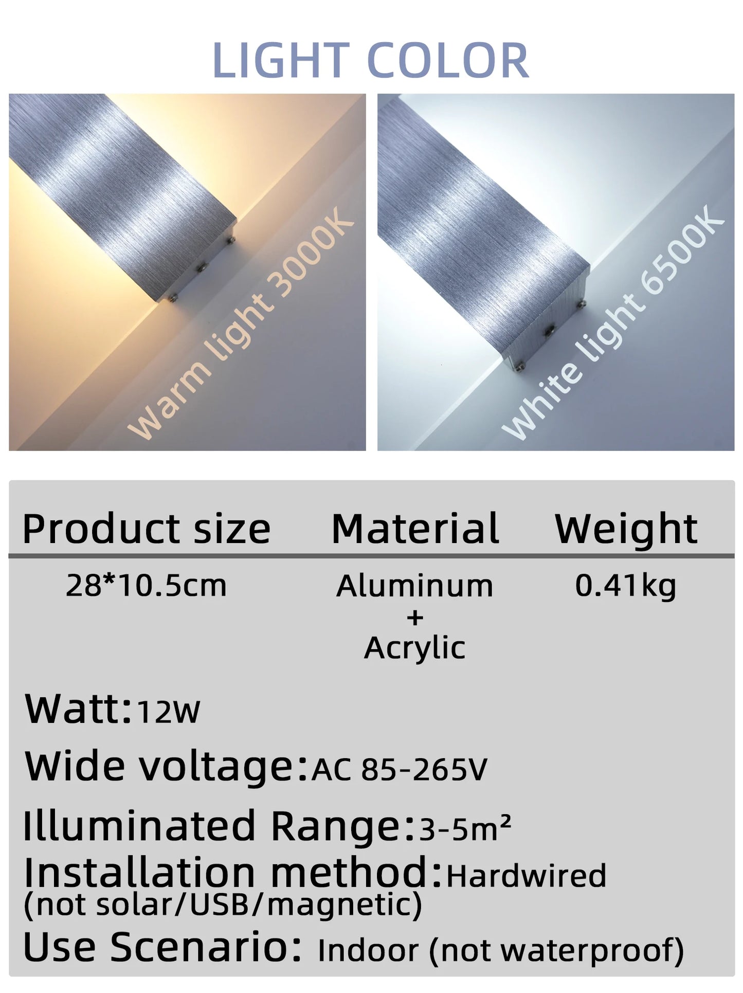 Modern minimalist wall lamp, indoor LED wall light, aluminum acrylic hardwire, bedroom living room corridor staircase Sconces